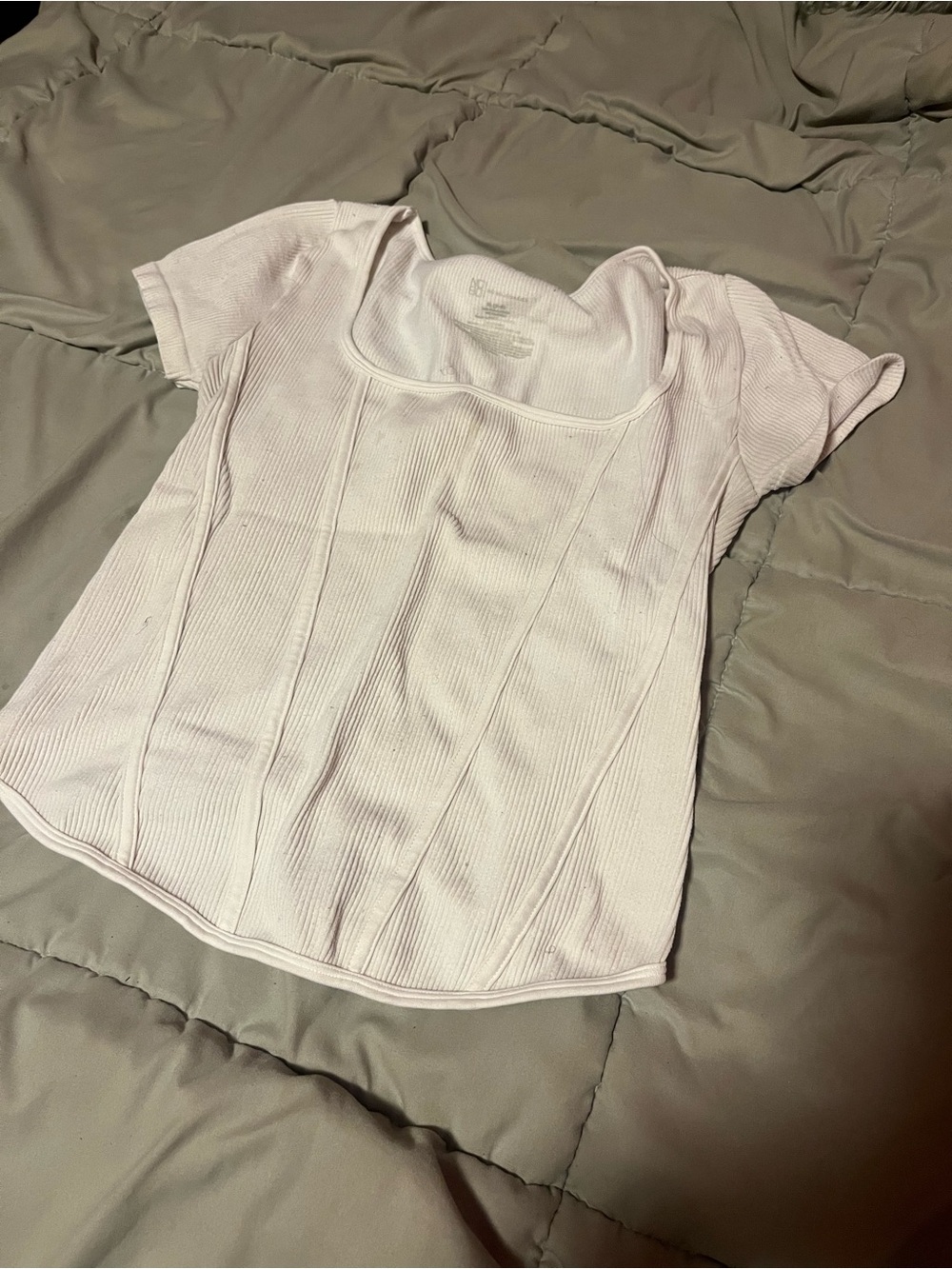 No Boundaries Light Pink Ribbed Scoop-Neck Short Sleeve Top